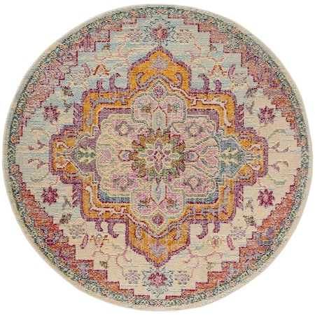 Safavieh 8 x 8 ft. Crystal Power Loomed Round Area Rug; Light Blue & Fuchsia CRS501B-8R